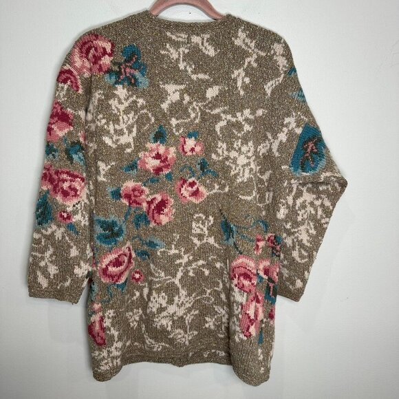 RARE Vtg LAURA ASHLEY Floral Wool Silk Cardigan Sweater Cottagecore Grandma M - Picture 9 of 9